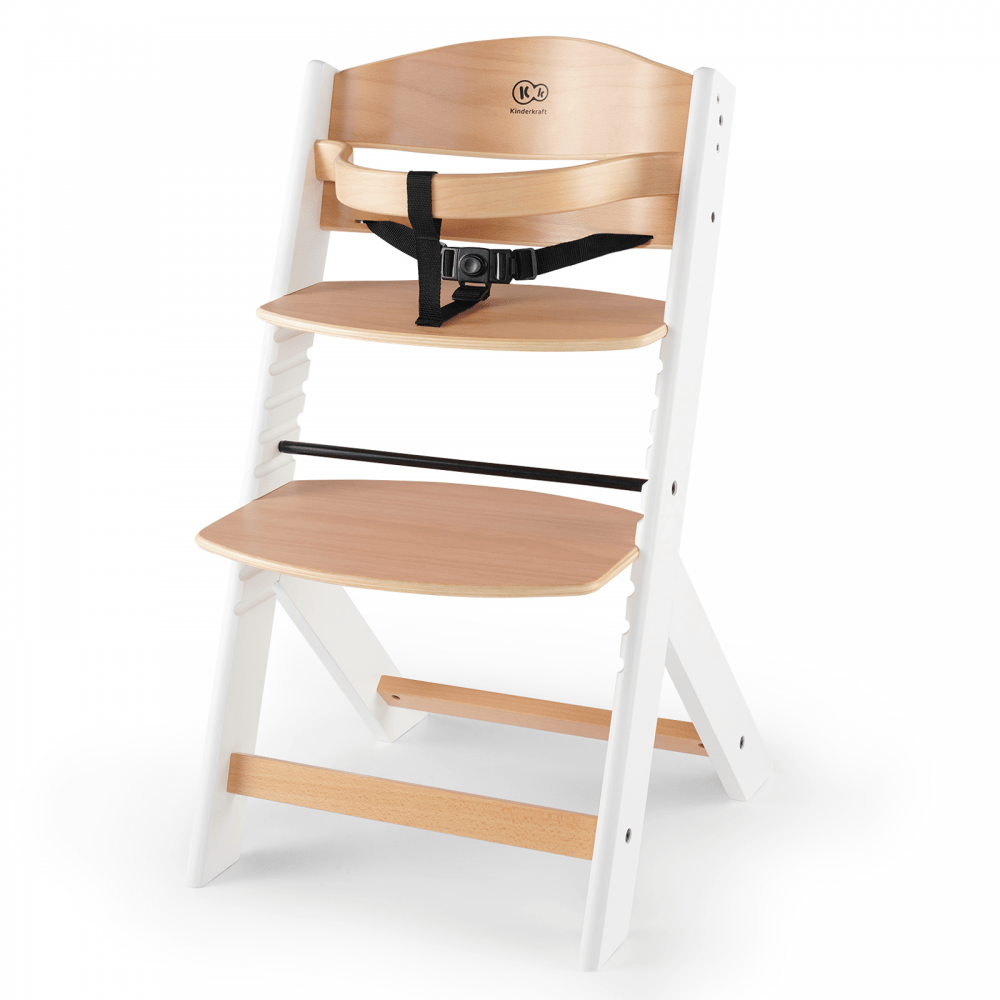 Kinderkraft Enock Wooden Higchair | Wood | White | Feeding Chair