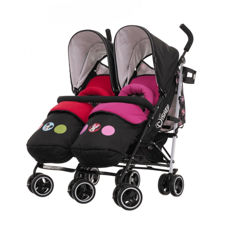 Obaby Disney Twin Stroller | Double Pushchair | Mickey & Minnie Circles