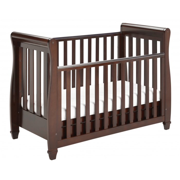 Babymore Eva Sleigh Dropside Cot Bed | Solid Pine Cot Bed