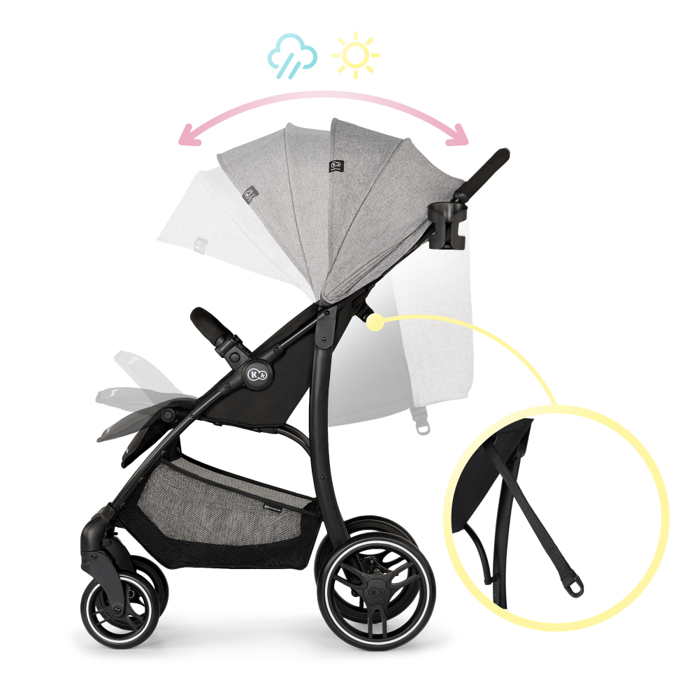 Kinderkraft Trig Pushchair, Grey, Compact Stroller, Baby Travel