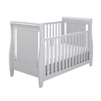 Grey sleigh cot bed with clearance mattress