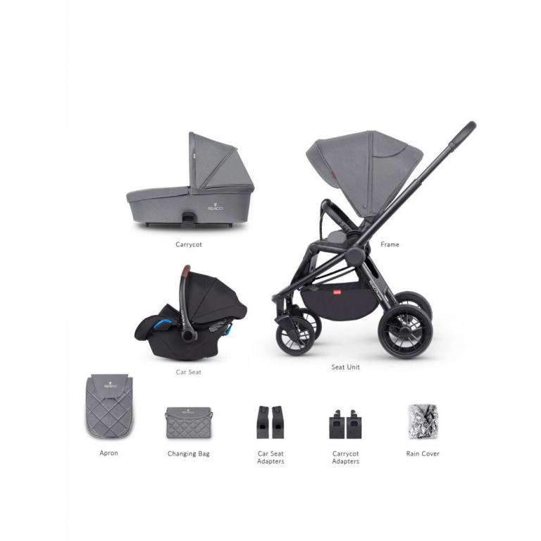 Venicci Turisso 3 in 1 | Travel System | Pram | Pushchair | Rock Grey