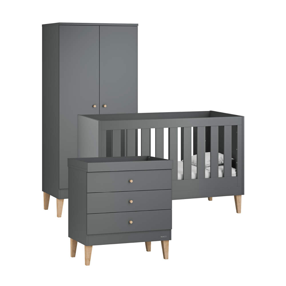 Photos - Kids Furniture Venicci Saluzzo 3 Piece Room Set - Graphite DSR14525GRA 