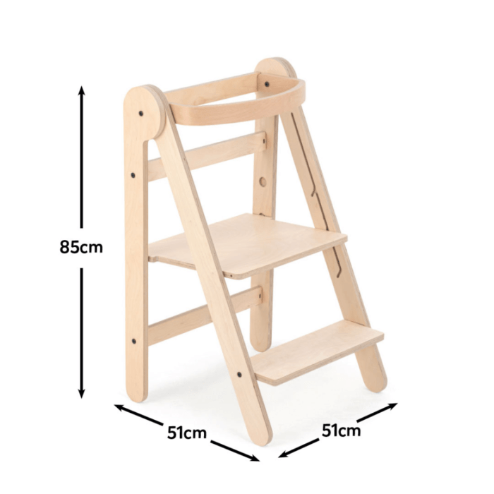 Mamatoyz FoldAway Learning Tower In Natural Wood – Folding Design